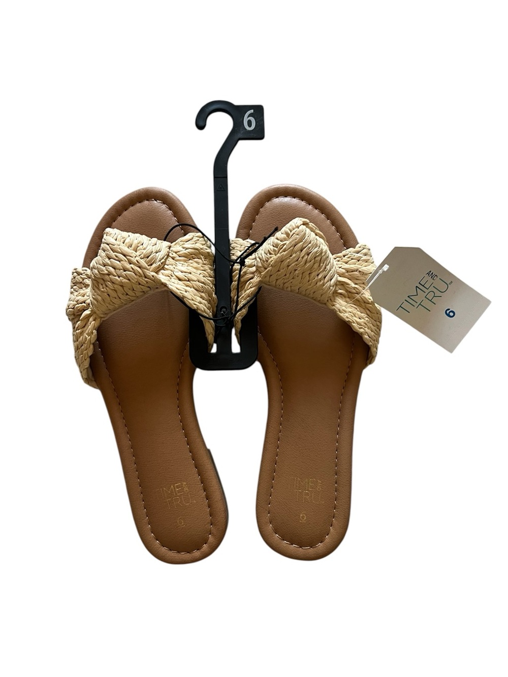 Time and Tru Tan Braided Slide Sandals for Women